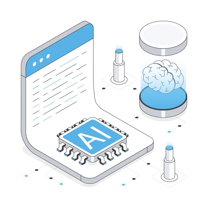 3D-Illustration eines automatisierten Workflows – Darstellung von AI Automation zur Optimierung digitaler Geschäftsprozesse